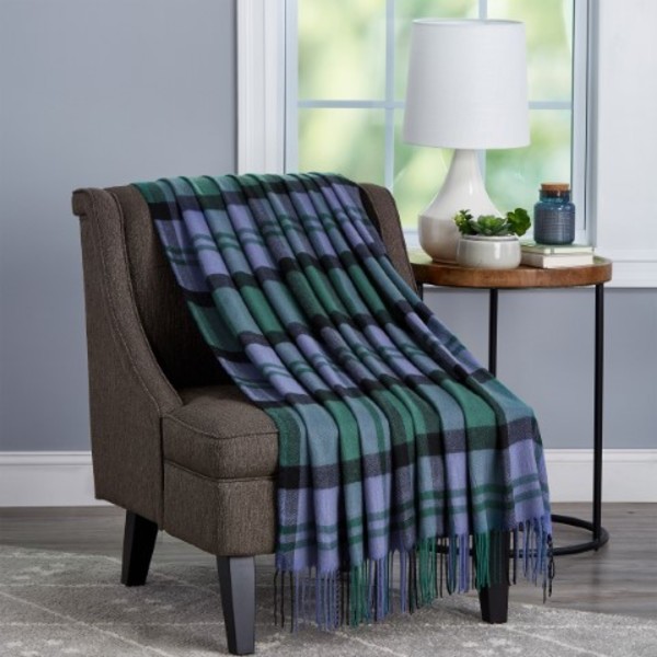 Hastings Home Soft Throw Blanket, Oversized, Fluffy, Vintage-Look an Cashmere-Like Woven Acrylic (Evergree Plaid) 232779DVV